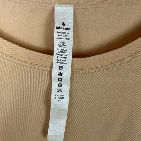 Lululemon Pleats and Thank You Peach Short Sleeve Crop Top‎ Size 4 Tee 2020 Tee - Picture 4 of 11